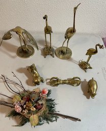 Brass Cranes And Creatures Lot