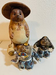 Japanese Tanuki Raccoon Dog Sculptures