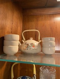 Ceramic Teapot And (6) Cups