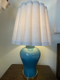 Two Lamps W/large Fluted Shades