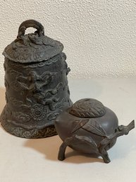 Iron Bell And Bronze Peach Incense Holder