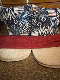 Throw Pillows, Seat Cushions And Throw Blanket