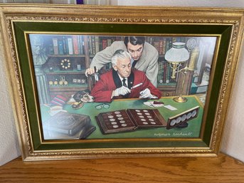Norman Rockwell Reproduction Canvas Painting The Coin Collector