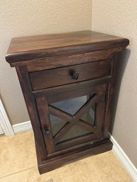 Walnut Colored Wood Side Table With Drawer