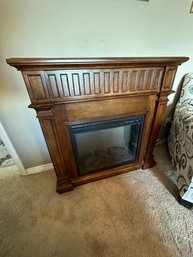Electric Fireplace With Wood Mantle/Cabinet