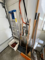 Metal Rakes, Werner 6 Metal Ladder, Push Broom, Shovels And More