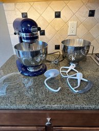 Cobalt Blue Kitchenaid Mixer With Bowl And Attachments