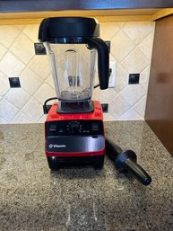 Red Vitamix Blender With Plastic Paddle