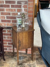 Wooden Smokers Table And Lamp