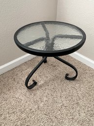 Metal Framed Round Glass End Table