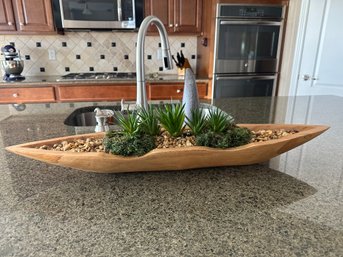 Large Wooden Planter With Low Water Plants