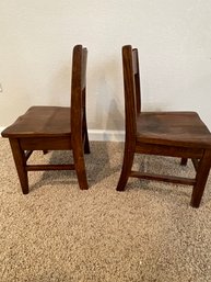 Two Vintage Wooden Childrens Chairs