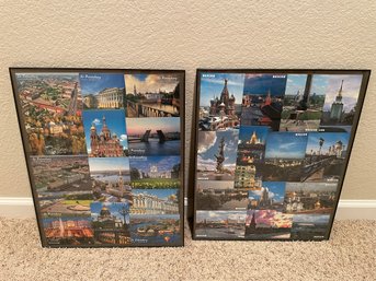 Two Framed Russian Postcard Collages.