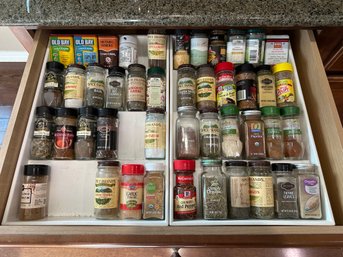 Assorted Spices And Spice Drawer Organizers