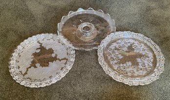 Three Glass Serving Platters