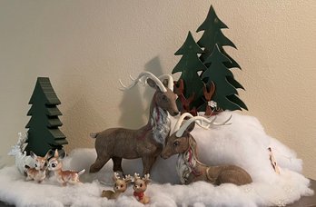 Ceramic Reindeer Scene