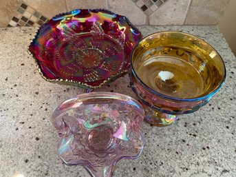 Fenton Carnival Glass Candy Dishes
