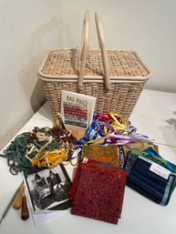 Wicker P{picnic Basket Filled With Craft Projects