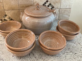 McLaughlin Stoneware Soup Tureen And Bowls