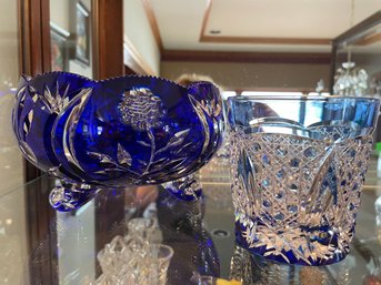 Cobalt Blue Crystal Bowl & Kagami Rock Glass