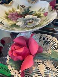 Capodimonte Rose & Porcelain Footed Candy Dish