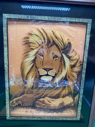 Wood And Glass Tray Frame And Lion Wall Art