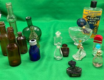 Decorative Shelf With Glass Bottles