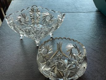 Crystal Bowls With Star And Burst Patterns