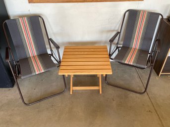Vintage Folding Table And Lawn Chairs