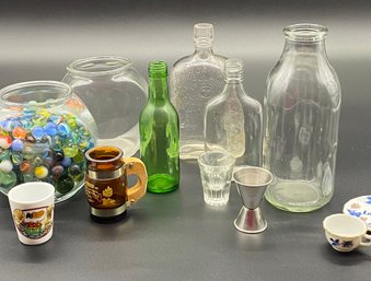 Vintage Glass Bottles, Fish Bowls, Marbles And More