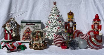 Ceramic Christmas Tree And Nutcrackers.