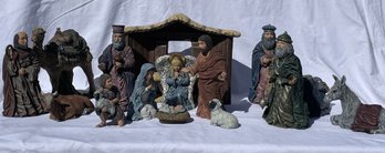Ceramic Nativity Scene And Snowmen