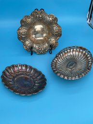 Three Silver And Silver Plate Serving Pieces