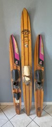 Vintage Wood Water Skis - One Pair And One Slalom Ski