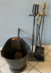 Cinder/Ash Bucket And Shovel Plus Accessories Stand