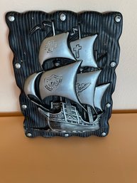 Man Of War Sailing Ship Decor And Metal Decorative Basket