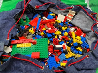 Large Lego Assortment With Official Lego Denim Gather Bag