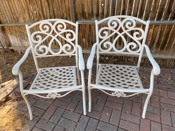 (2) White Iron Patio Chairs