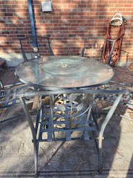 Glass Patio Table With Lazy Susan And 5 Chairs