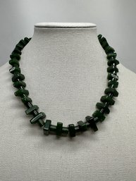 20 Inch Jade Geometric Bead Necklace
