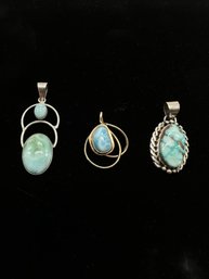 (3) Sterling And Stone Pendants