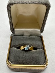 Gold And Blue Aquamarine Ring