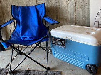 Folding Camping Chair With Cover And (2) Coolers