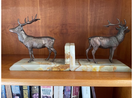 Deer And Aztec Stone Bookends