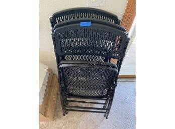 Three Metal And Plastic Folding Chairs