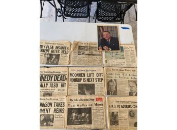 Nine Vintage Historical ORIGINAL News Papers