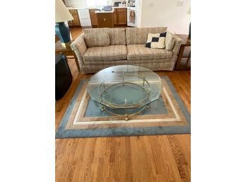 Glass And Brass Coffee Table And Rug
