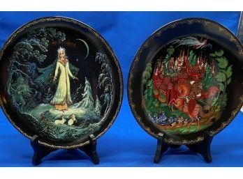 (2) Russian Legends Plates Rusian And Ludmilla And The Snowmaiden