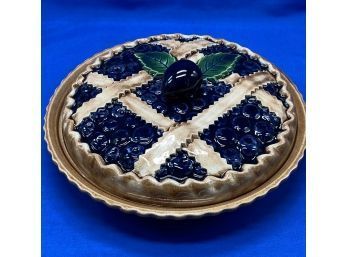 Covered Ceramic Blueberry Pie Plate Made In Portugal