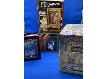 (5) Photo Storage Boxes, Solid Oak Photo Frame Album, Small Wooden Photo Album